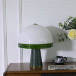 Verdura Dome Table Lamp with Marble Base and Green Glass Accent