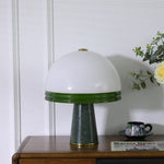 Verdura Dome Table Lamp with Marble Base and Green Glass Accent