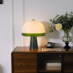 Verdura Dome Table Lamp with Marble Base and Green Glass Accent