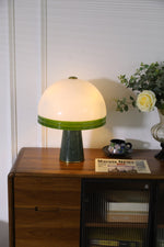Verdura Dome Table Lamp with Marble Base and Green Glass Accent