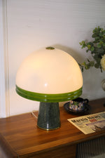 Verdura Dome Table Lamp with Marble Base and Green Glass Accent