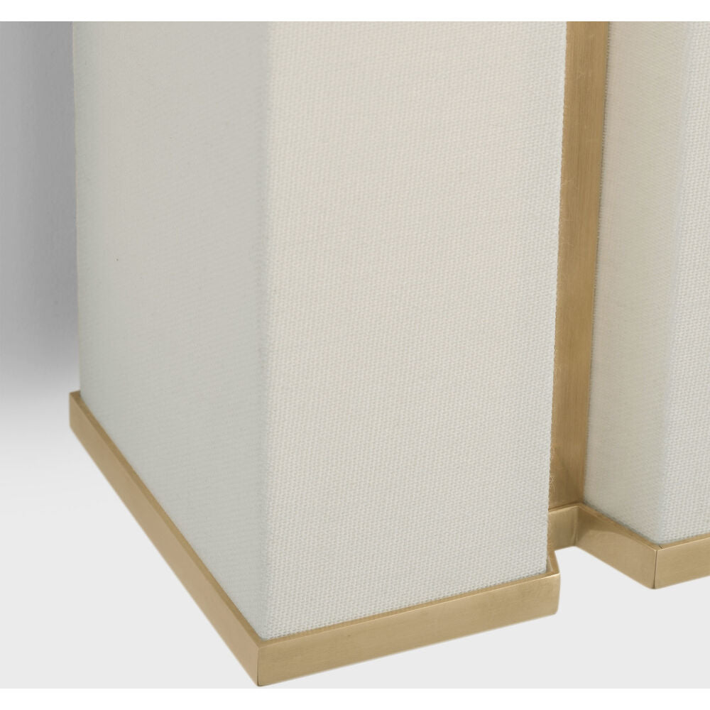 Columnar Fabric Wall Sconce with Gold Accents – Modern LED Lighting