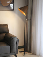 Vero Sculptural Wood Floor Lamp with Tripod Base