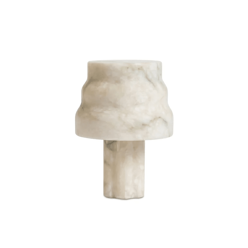 Verona Sculptural Alabaster Table Lamp with Gold Accents