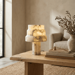 Verona Sculptural Alabaster Table Lamp with Gold Accents