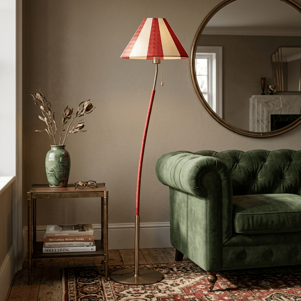 Verona Curved Striped Floor Lamp – Art Deco Modern Illumination