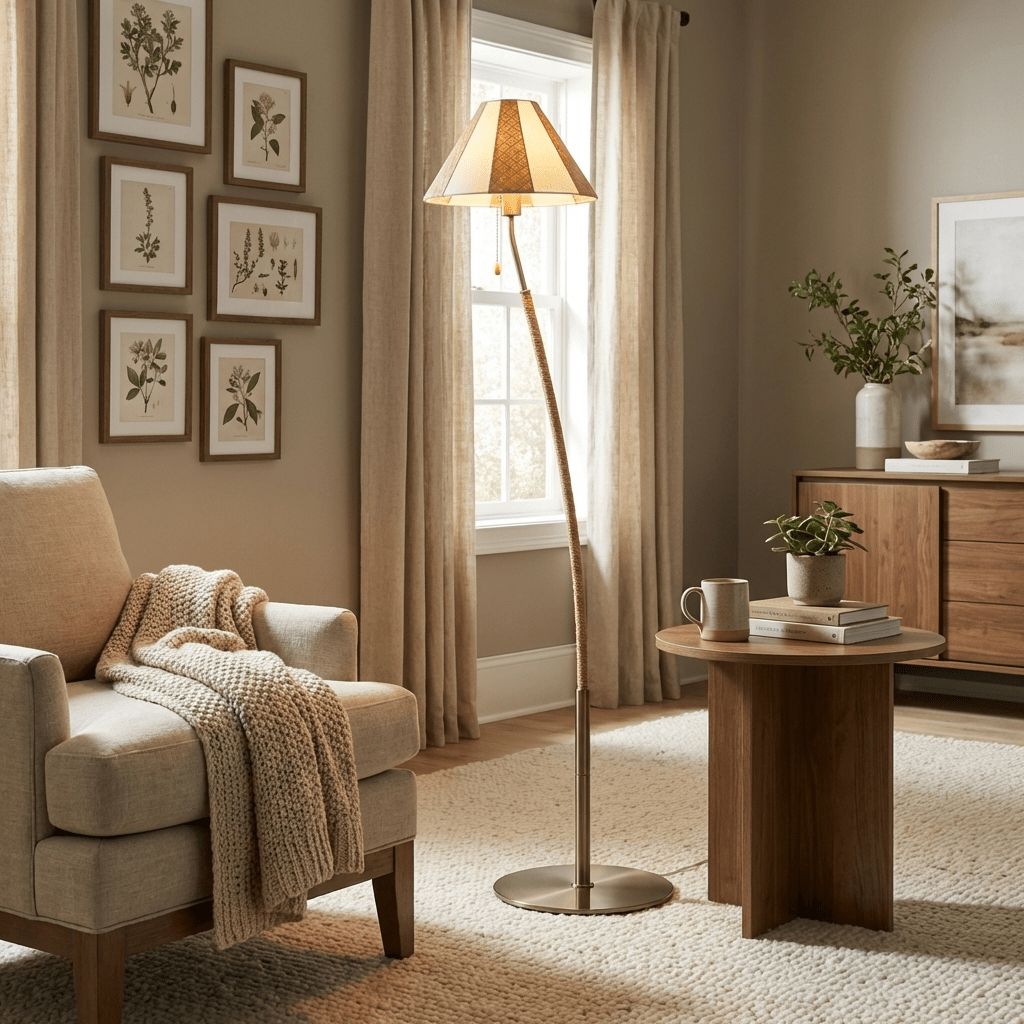 Verona Curved Striped Floor Lamp – Art Deco Modern Illumination