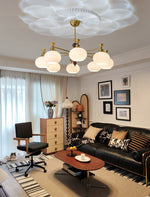 Verona Halo Modern Gold Chandelier with Frosted Glass Globes