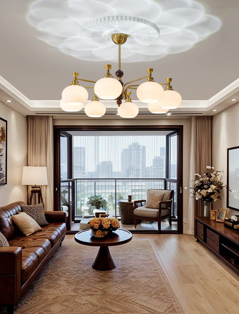 Verona Halo Modern Gold Chandelier with Frosted Glass Globes