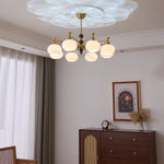 Verona Halo Modern Gold Chandelier with Frosted Glass Globes