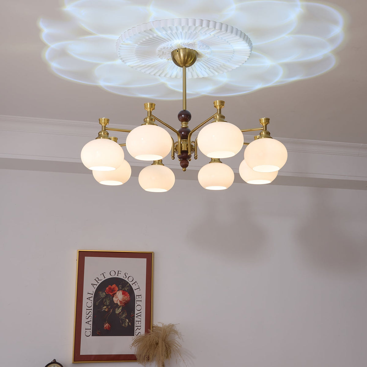 Verona Halo Modern Gold Chandelier with Frosted Glass Globes