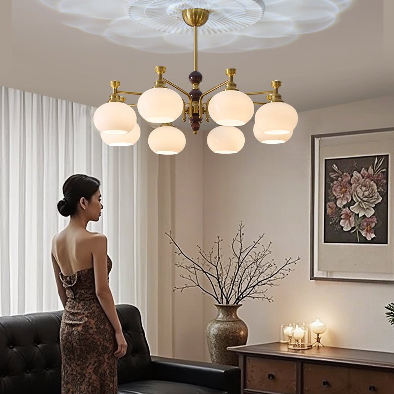 Verona Halo Modern Gold Chandelier with Frosted Glass Globes