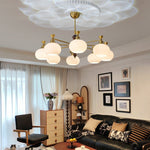 Verona Halo Modern Gold Chandelier with Frosted Glass Globes