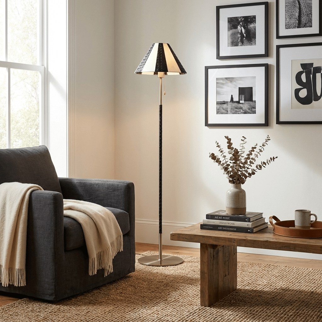 Verona Striped Floor Lamp with Fabric Shade
