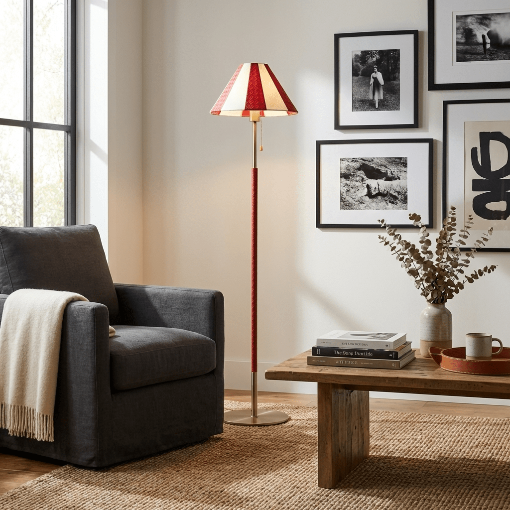 Verona Striped Floor Lamp with Fabric Shade