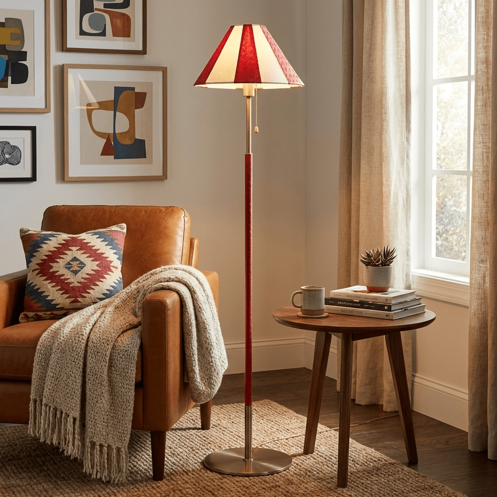 Verona Striped Floor Lamp with Fabric Shade