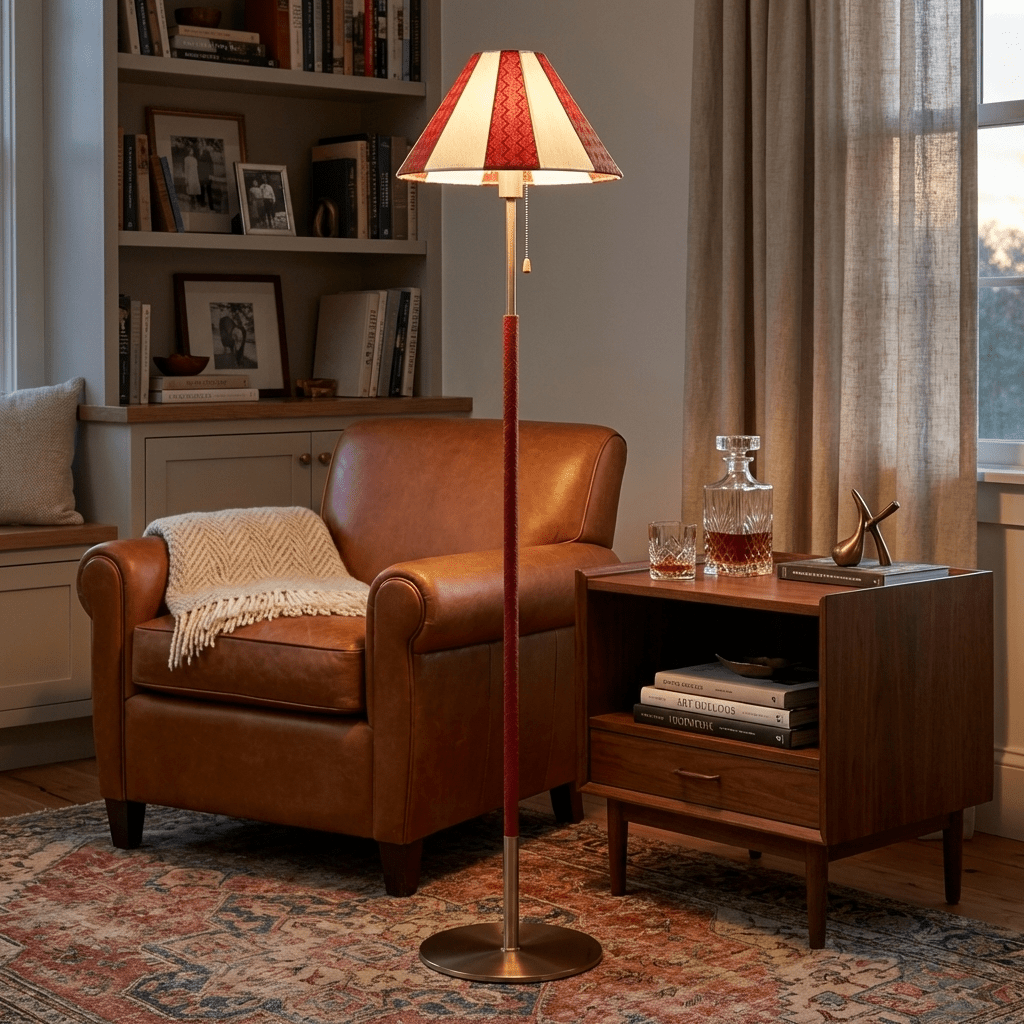 Verona Striped Floor Lamp with Fabric Shade