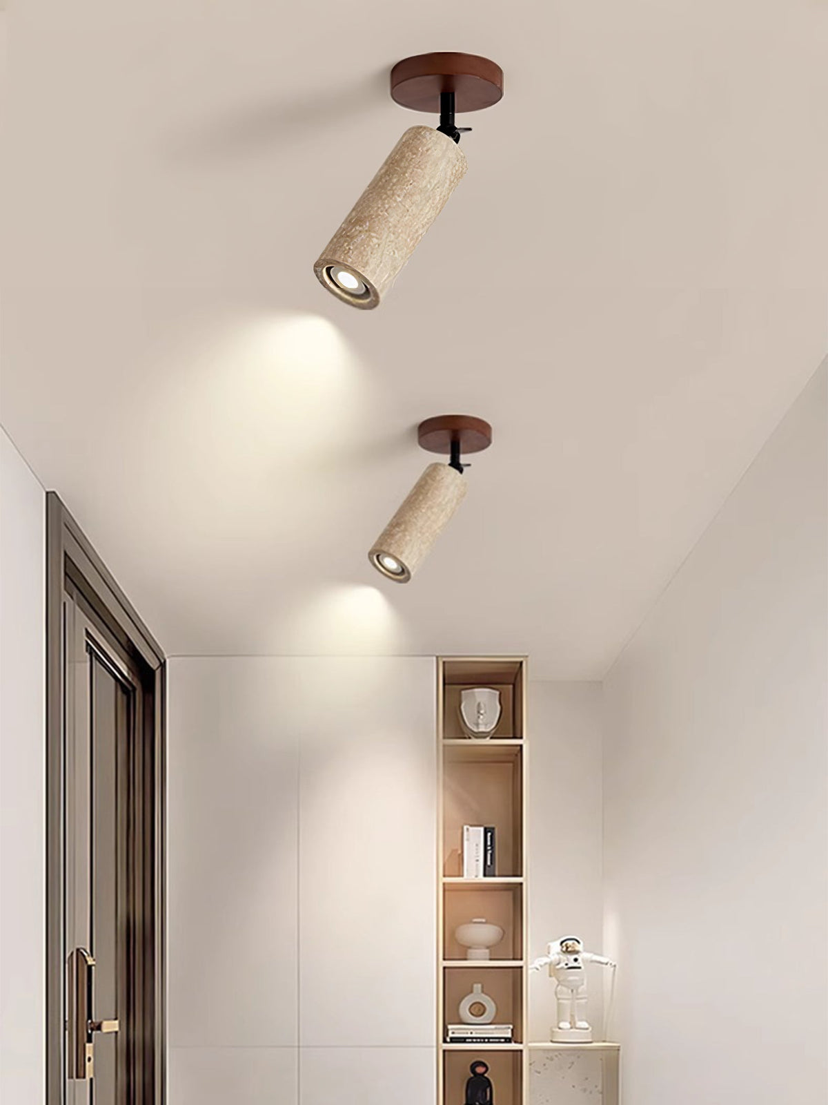 Versa Stone Adjustable Wall Sconce in Travertine and Wood