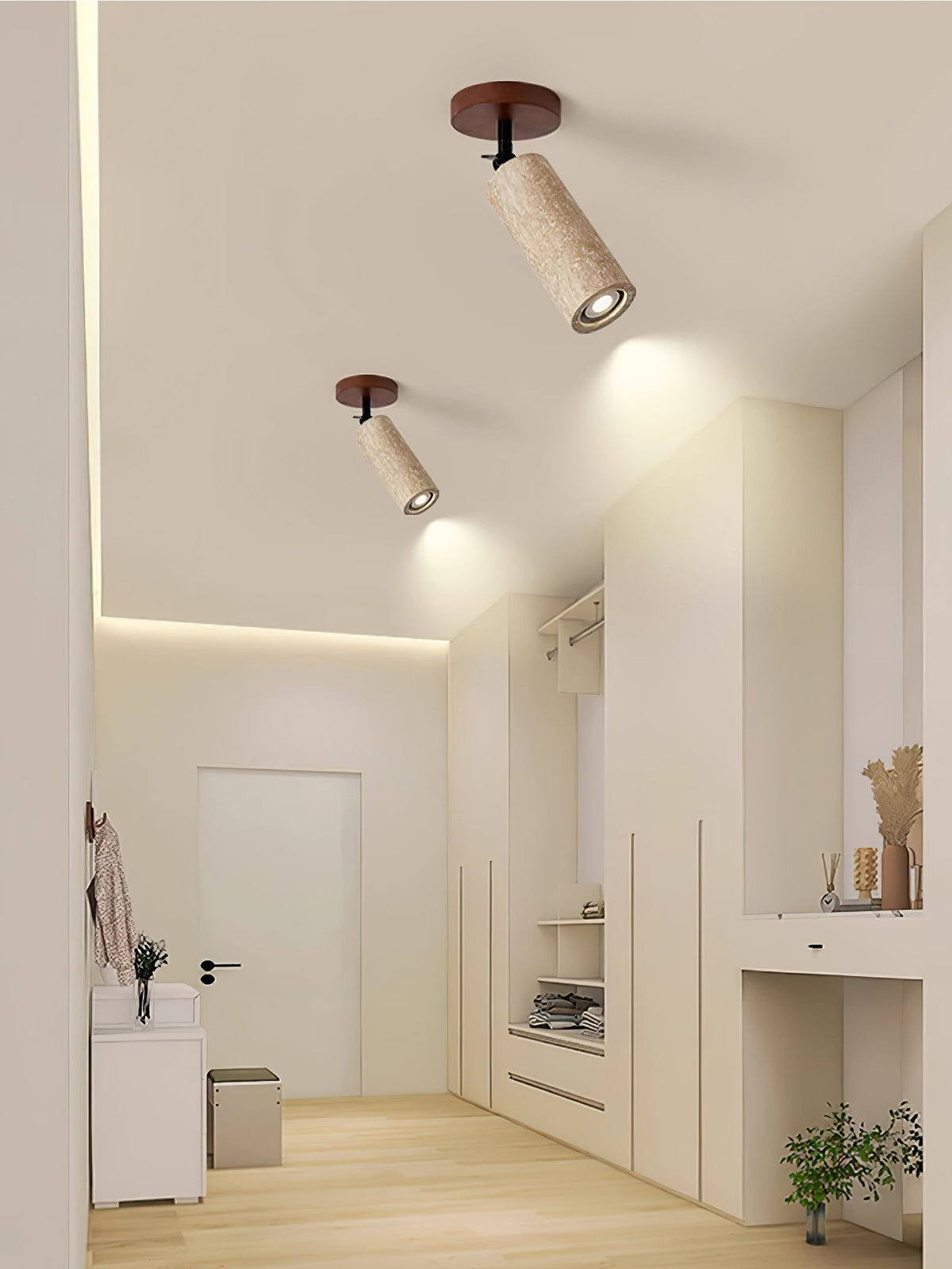 Versa Stone Adjustable Wall Sconce in Travertine and Wood