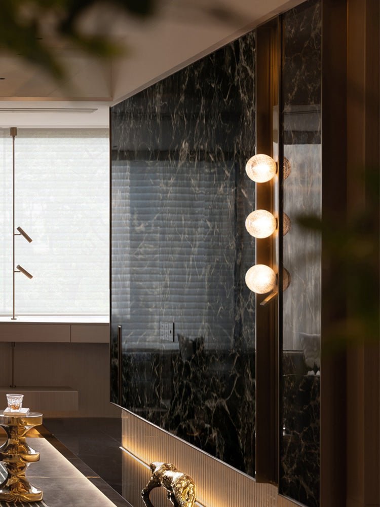 Vertical Balls Bar Wall Sconce in Gold with Clear Glass Globes
