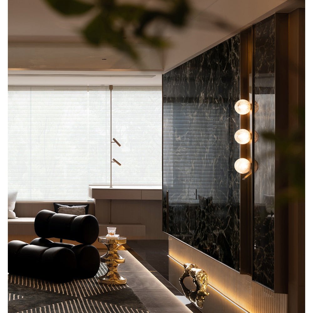 Vertical Balls Bar Wall Sconce in Gold with Clear Glass Globes