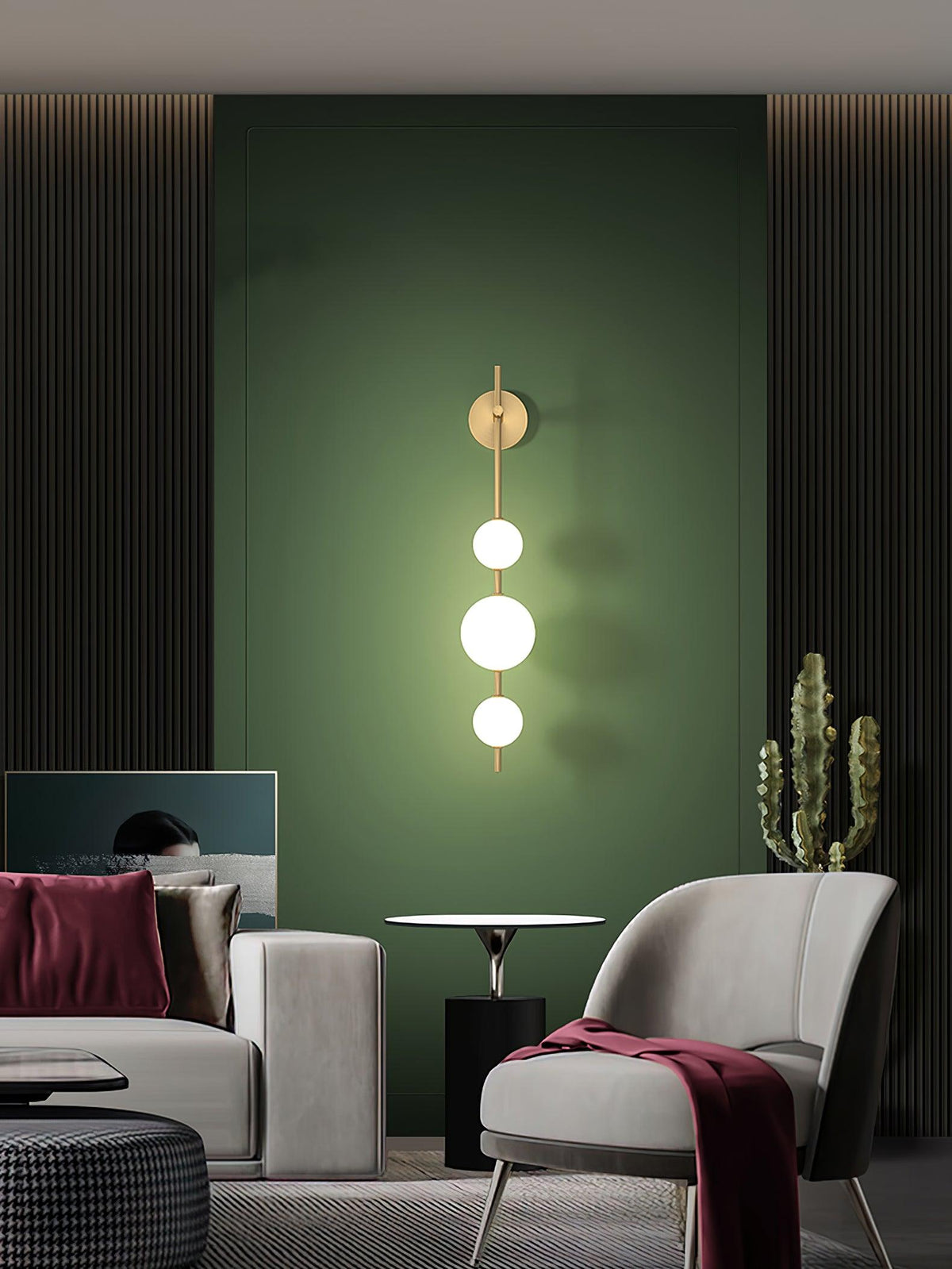 Vertical Globe Plug In Wall Lamp