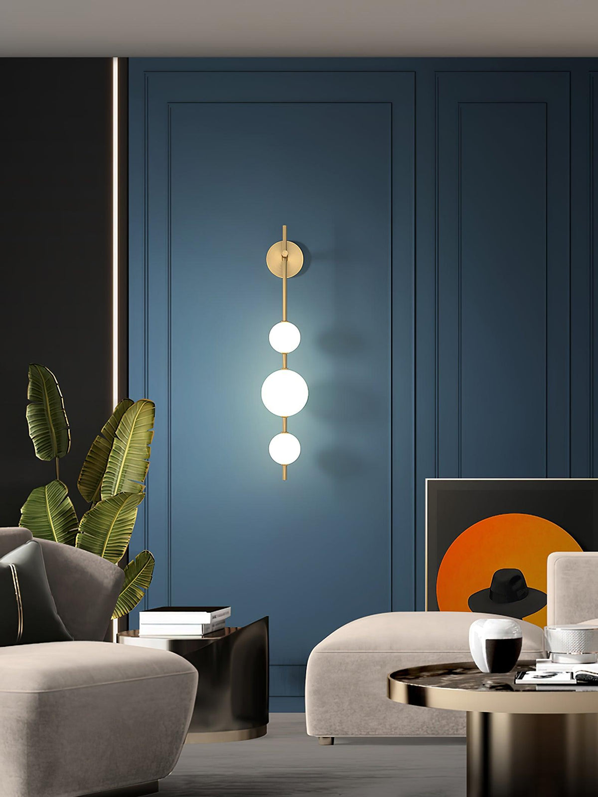 Vertical Globe Plug In Wall Lamp