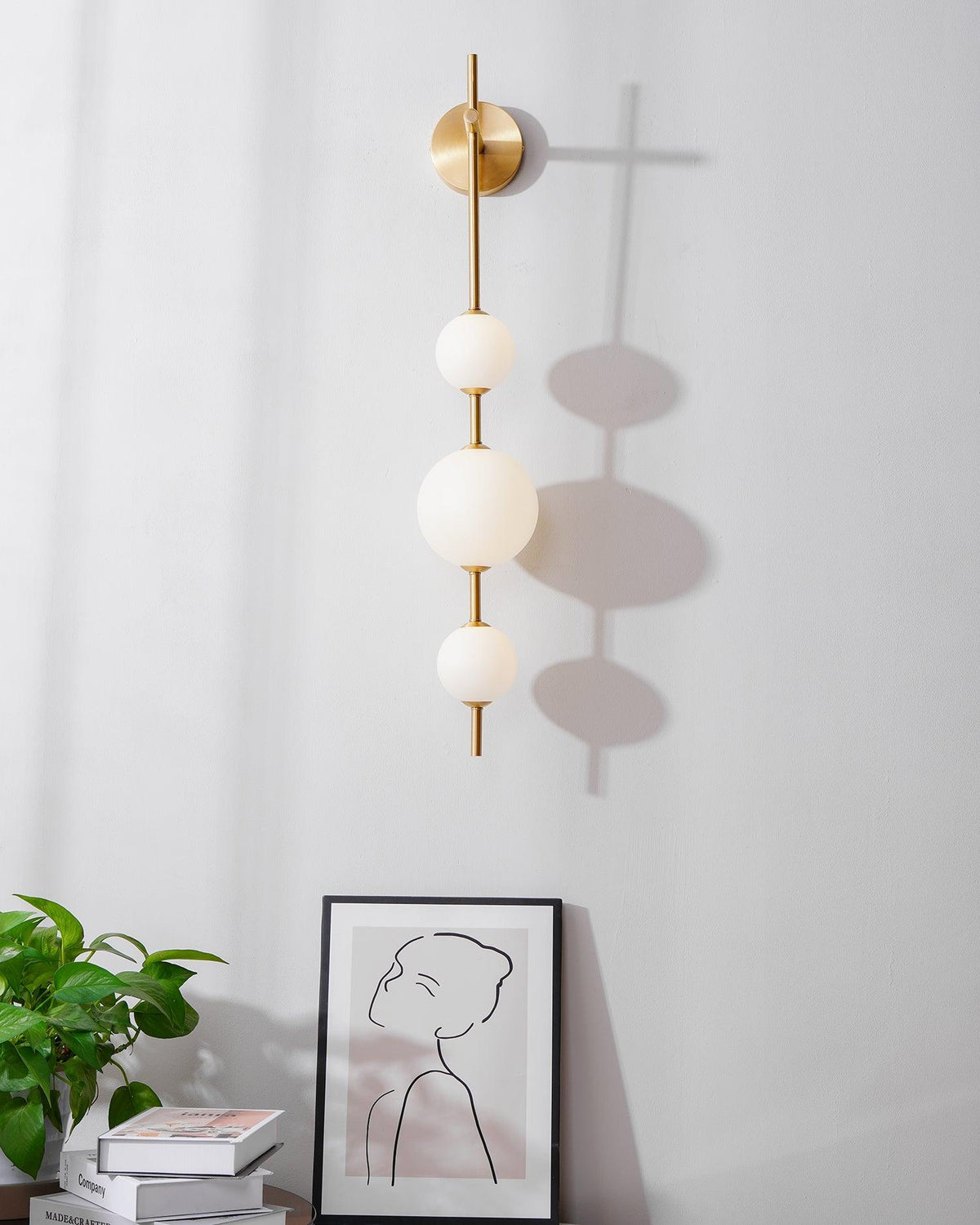Vertical Globe Plug In Wall Lamp