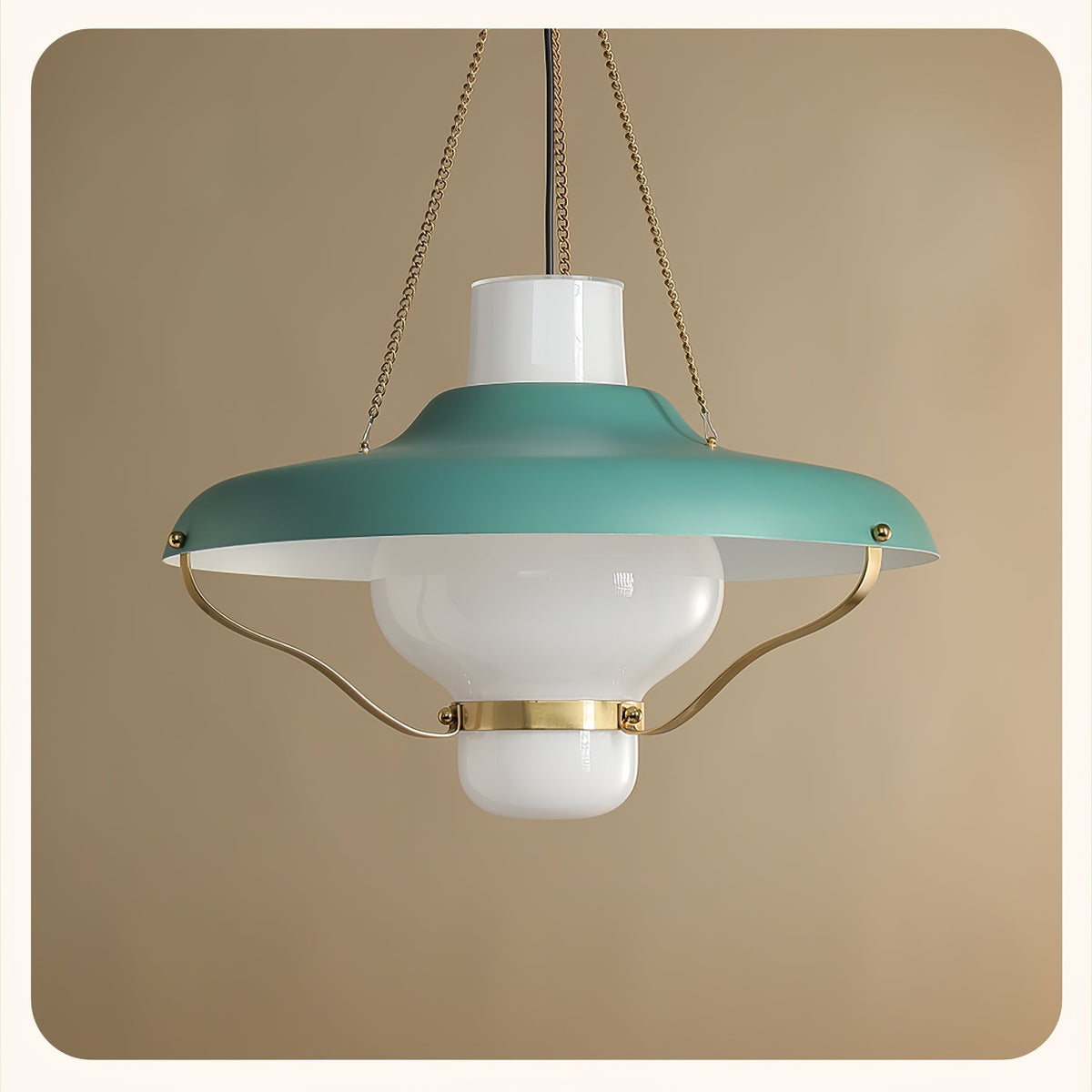 Vespara Pendant Light – Mid-Century Brass & Opaline Glass