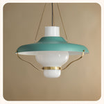 Vespara Pendant Light – Mid-Century Brass & Opaline Glass