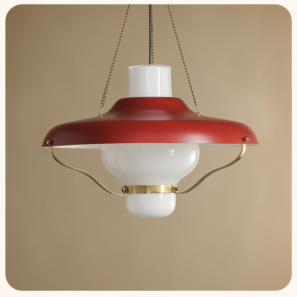 Vespara Pendant Light – Mid-Century Brass & Opaline Glass
