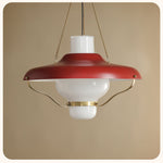 Vespara Pendant Light – Mid-Century Brass & Opaline Glass