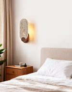 Vesper Travertine Wall Sconce with Walnut Accent