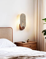 Vesper Travertine Wall Sconce with Walnut Accent
