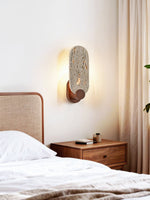 Vesper Travertine Wall Sconce with Walnut Accent