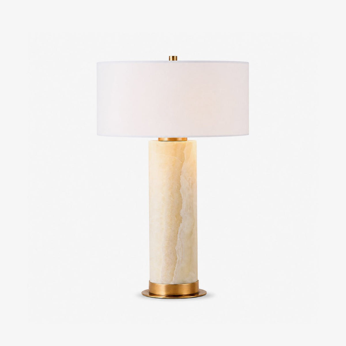 Vesper Onyx Table Lamp — Honey Onyx Column with Linen Shade