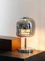 Avolar Smoked Glass LED Table Lamp with Chrome Base