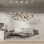 Vine Chandelier — Handblown Crystal LED Pendant Light in Bronze Finish