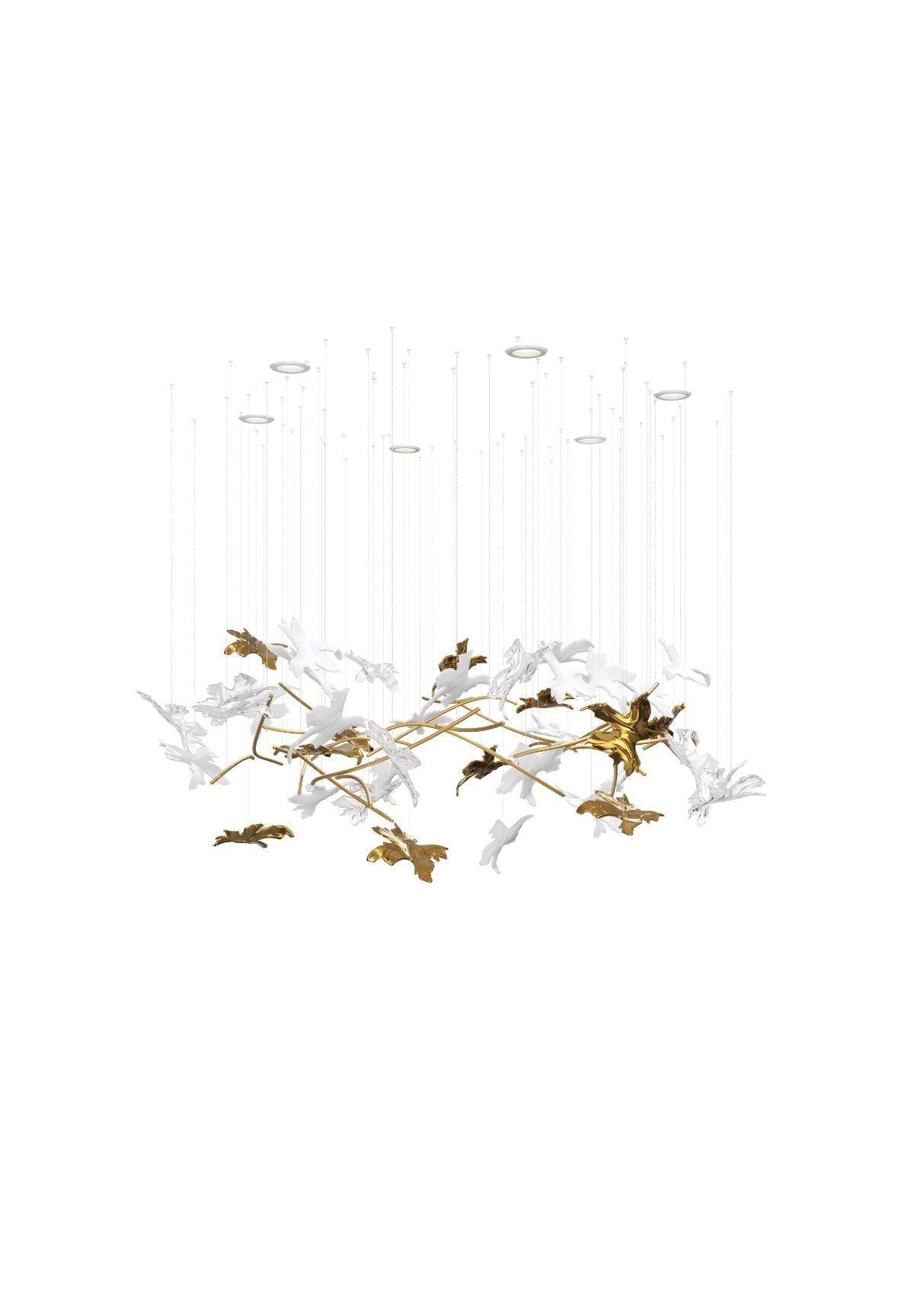 Vine Chandelier — Handblown Crystal LED Pendant Light in Bronze Finish