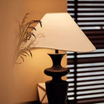 Vino Sculpted Wood Table Lamp with White Fabric Shade