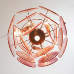 Vintage Murano Pink Glass Disks Chandelier