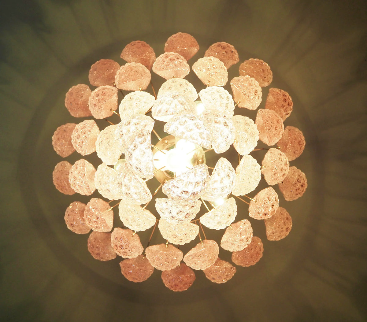 Vintage Murano Pink Petals Drop Glass Chandelier