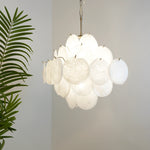 Vintage Murano White Disks Chandelier