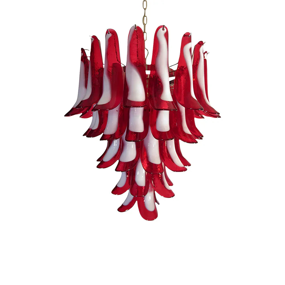 Vintage Red Murano Glass Petals Chandelier