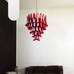 Vintage Red Murano Glass Petals Chandelier
