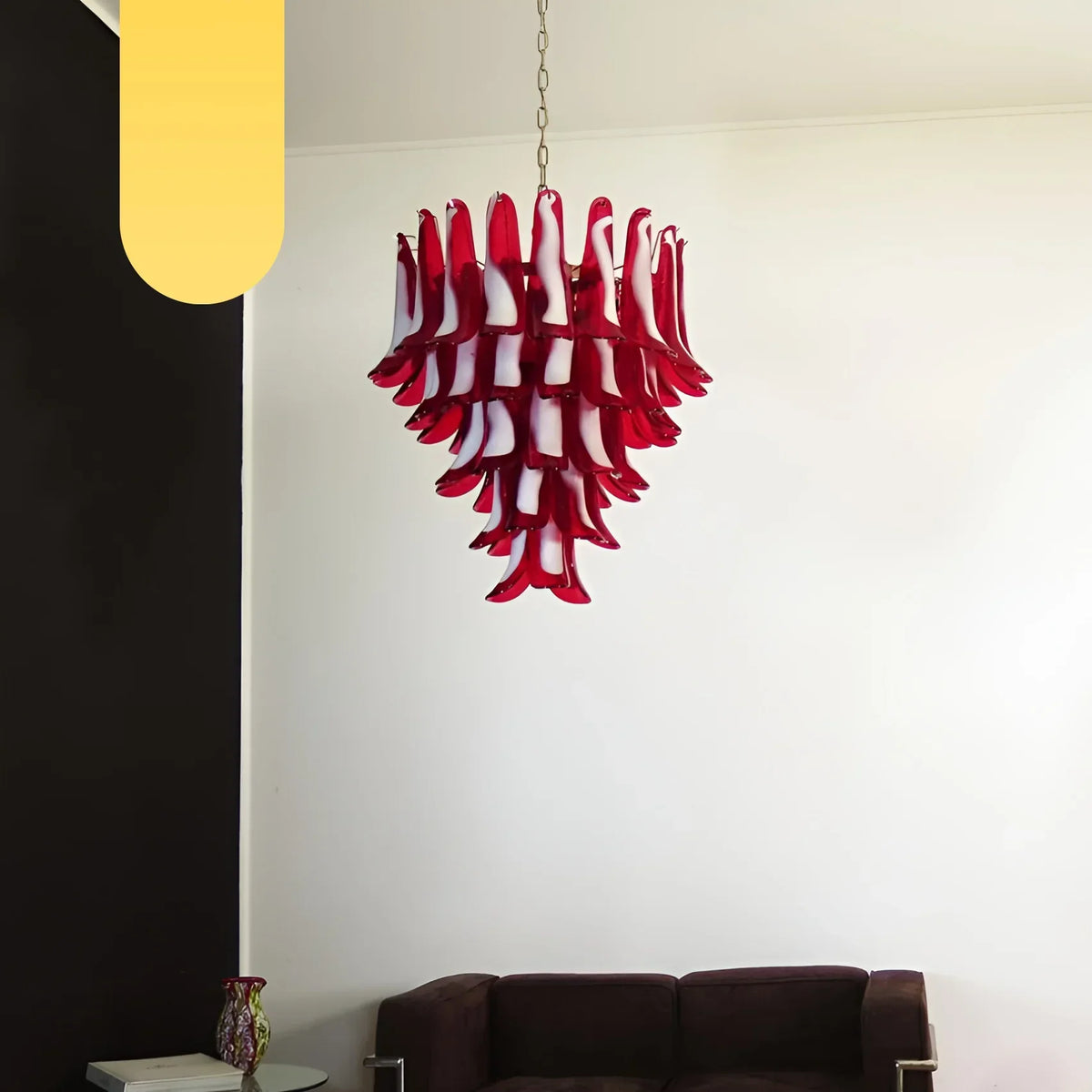 Vintage Red Murano Glass Petals Chandelier