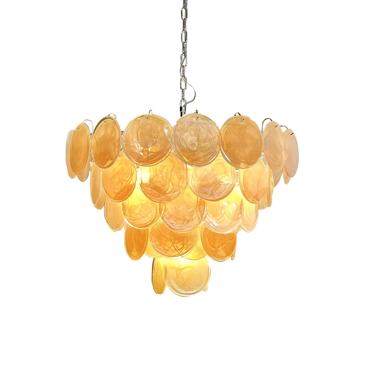 Elegant Gold Murano Iridescent Disc Chandelier