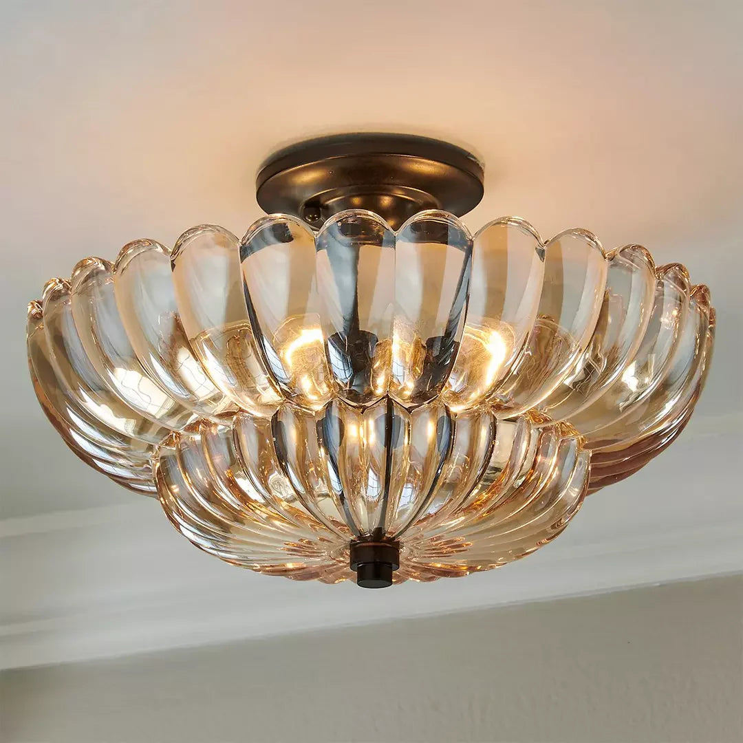 Vintage Amber Glass Ceiling Light