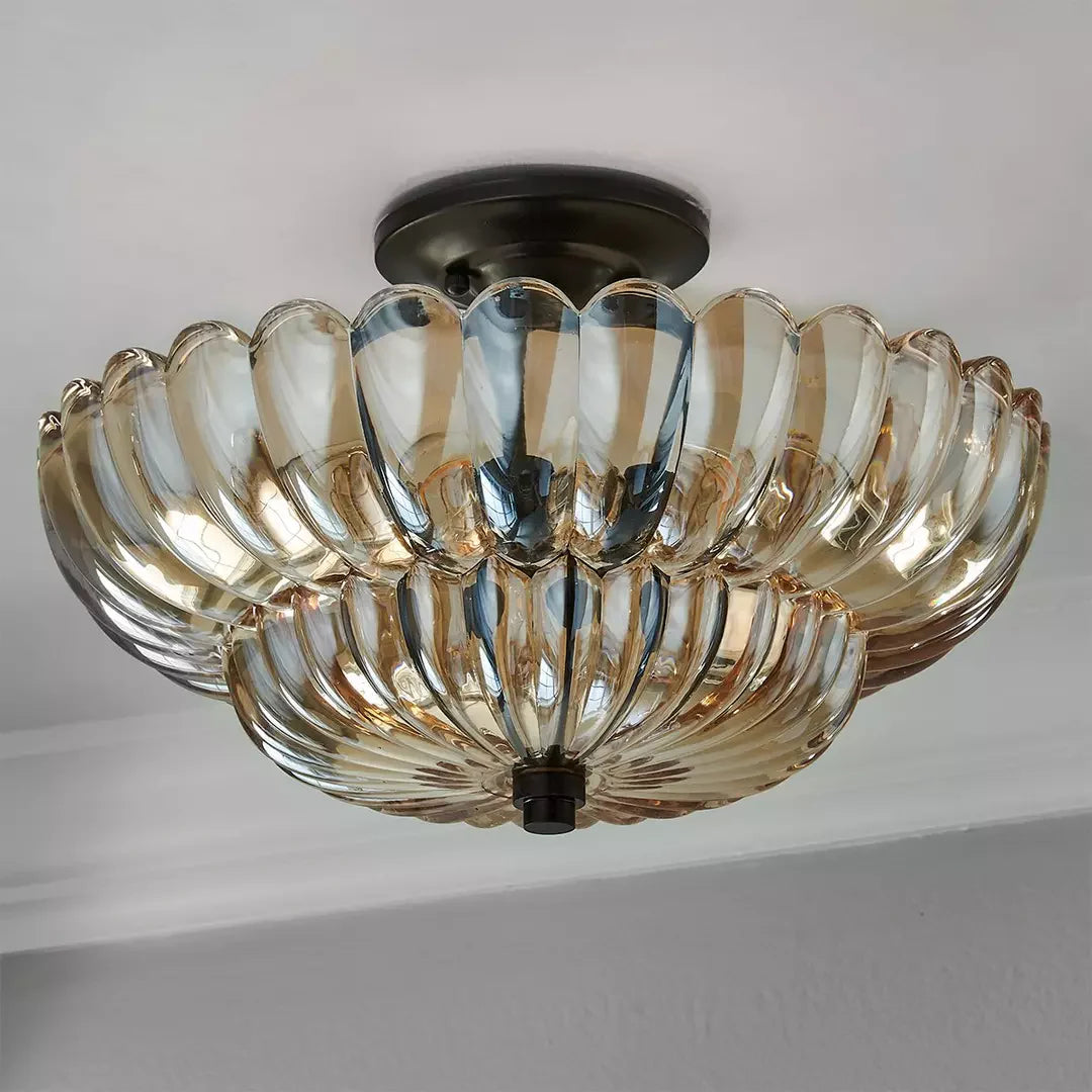 Vintage Amber Glass Ceiling Light
