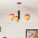 Caramel Globe Chandelier – Six-Light Brass & Glass Pendant for Dining and Living Spaces